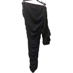 NWT Commense Black Side Ruched Off-Shoulder One Sleeve Dress Size Small